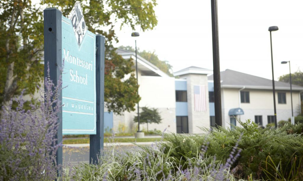 Montessori School of Waukesha Exterior and Welcome Sign