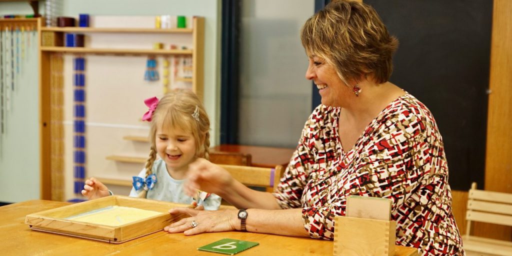 Teacher and Student at Montessori School of Waukesha